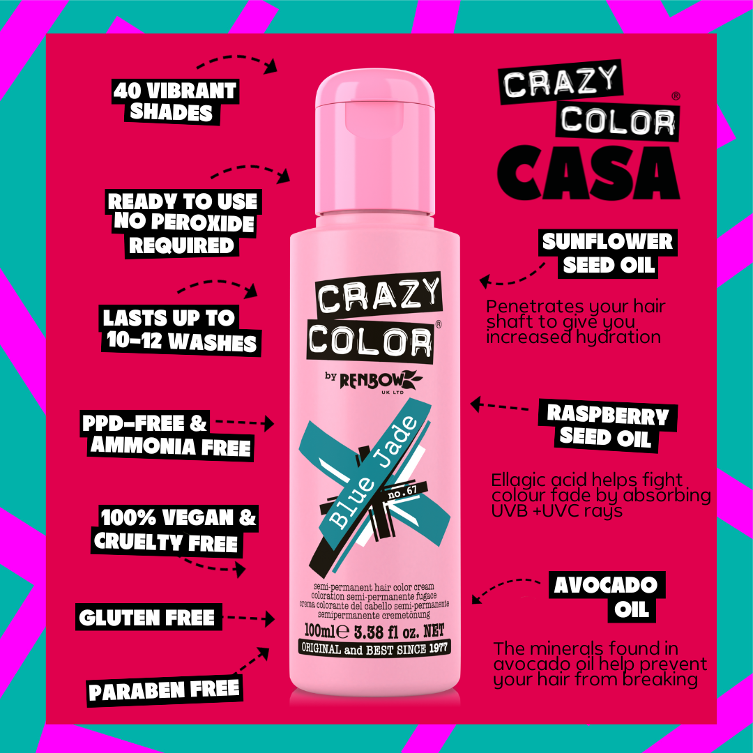Blue Jade | Semi-Permanent Teal Hair Dye | Crazy Color Blue Jade | Semi-Permanent Teal Hair Dye | Crazy Color