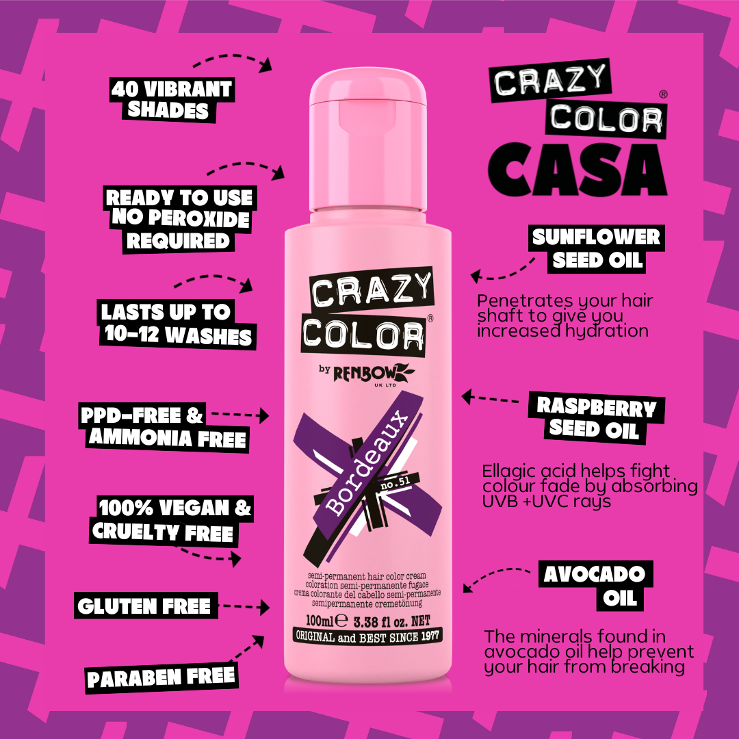 razy Color Semi-Permanent Hair Dye Bordeaux Infographic