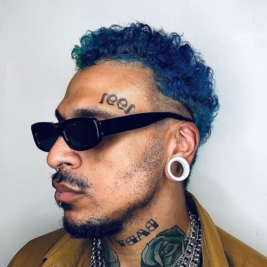 Crazy Color CASA UGC image of man with vibrant blue hair