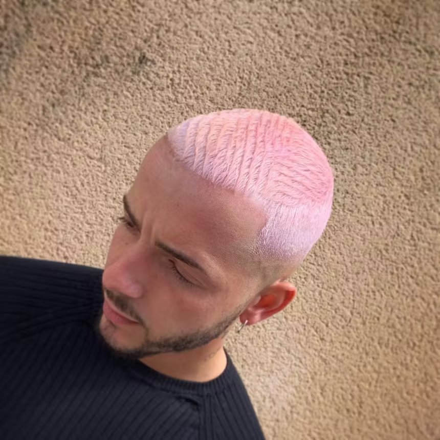 user generated image of man with light pastel pink hair