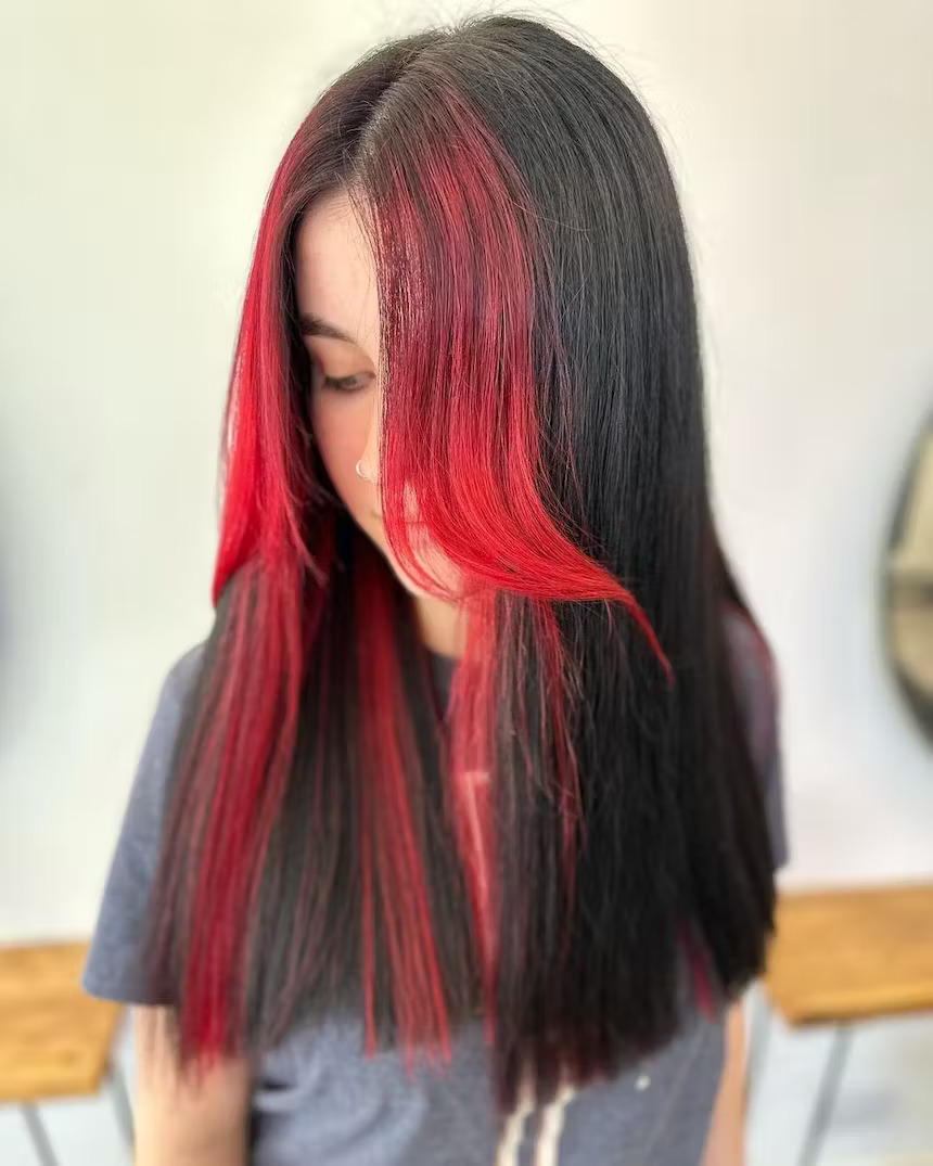 user generated image of girl with red and black long hair