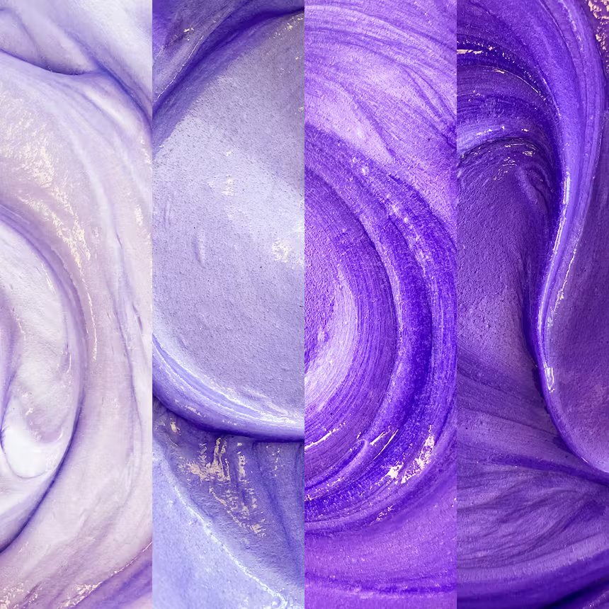 shade chart of liquid purple hair dye using neutral mix