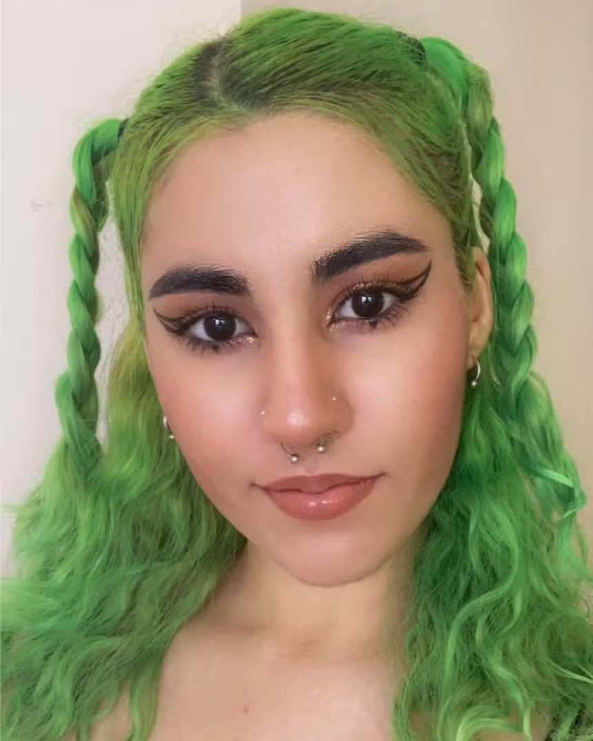 user generated image of girl with bright green hair